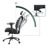Verstellbare Rückenlehne und Gasdruckfeder des Profi-Bürostuhls ERGO LINE II PRO mit 90° Neigungswinkel von hjh OFFICE