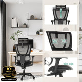 Verstellbare Funktionen des Luxus-Chefsessels ERGOHUMAN SLIM ECO F GEN2 in Schwarz von hjh OFFICE (KI-generiertes Bild)