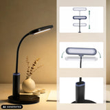 Verstellbare Schreibtischlampe Lumanova D4 in Schwarz von hjh OFFICE (KI-generiertes Bild)
