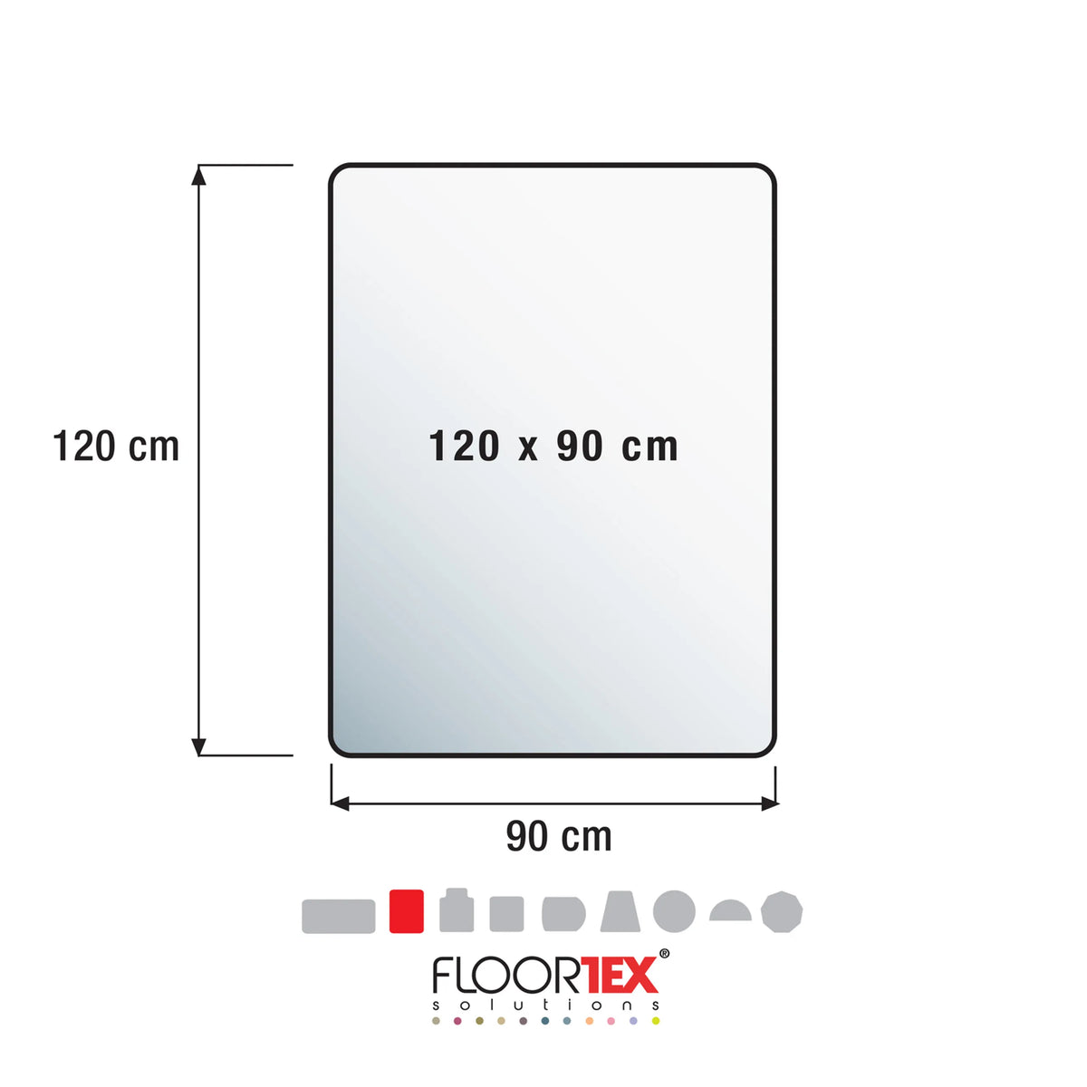 Technische Zeichnung der Bodenschutzmatte ADVANTAGEMAT mit 120 x 90 cm von Floortex