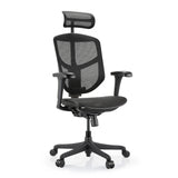 Schwarzer Bürostuhl Enjoy Eco MB mit Netzbezug, Kopfstütze und verstellbaren Armlehnen von hjh OFFICE