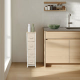 Beige Kommode FOLDRESS S mit vier Stoffschubladen und weißem Gestell von hjh LIVING