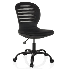 Schwarzer Homeoffice-Bürostuhl CASLA mit Netzrückenlehne und fünf Rollen von hjh OFFICE