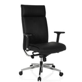 Profi-Chefsessel CURYO in Schwarz mit glänzendem Metallkreuzfuß und gepolsterten Armlehnen von hjh OFFICE