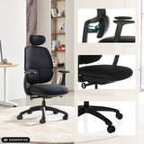 Profi-Bürostuhl RI-COVER in Schwarz mit verstellbaren Armlehnen und Rollenkreuz von hjh OFFICE (KI-generiertes Bild)