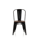 Schwarzer Bistrostuhl VANTAGGIO COMFORT W mit brauner Sitzfläche aus Holz von hjh OFFICE – 360-Grad-Ansicht (Frontansicht 0°)
