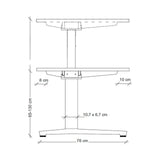 Maßzeichnung des elektrisch höhenverstellbaren Schreibtisches XBHM 12 WC mit einer Höhe von 65-130 cm von hjh OFFICE PRO