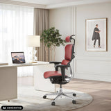 Burgunderroter Luxus-Chefsessel ERGOHUMAN ULTRA L GEN2 aus Leder von hjh OFFICE (KI-generiertes Bild)