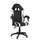 Schwarz-weißer Gamingstuhl GAMEBREAKER W02 mit Fußkreuz mit fünf Rollen von MyBuero – 360-Grad-Ansicht (schräge Frontansicht 30°)