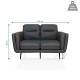 Maßzeichnung des Loungesofas VINTALUX mit einer Breite von 143 cm und einer Höhe von 90 cm von hjh LIVING