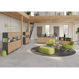 Schränke der Serie FlexWall mit Türenpaar in Asteiche und grauen Korpusen von hjh OFFICE PRO