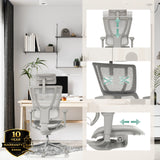 Luxus-Chefsessel ERGOHUMAN SLIM ULTRA G GEN2 in Grau mit verstellbarer Lordosenstütze und Sitzfläche von hjh OFFICE