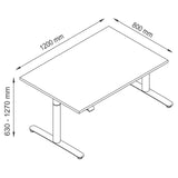 Technische Zeichnung des Schreibtischs XDLR 12 S mit 1200 × 800 mm von hjh OFFICE PRO