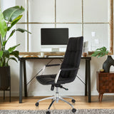 Home-Office-Chefsessel SARANTO PRO aus schwarzem Leder mit poliertem Fußkreuz von hjh OFFICE