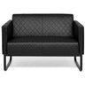 Schwarzes Loungesofa ARUBA BLACK als Zwei-Sitzer mit Rautensteppung und Kufenfüßen von hjh OFFICE