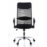 Schwarzer Homeoffice Chefsessel ARIA HIGH mit Netzrücken und Fußkreuz mit fünf Rollen von hjh OFFICE – 360-Grad-Ansicht (Frontansicht 0°)