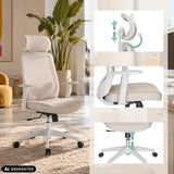 Homeoffice-Bürostuhl MIKEO W in Beige mit verstellbarer Kopfstütze und Armlehnen von hjh OFFICE