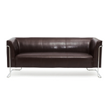 Braunes Loungesofa CURACAO als Drei-Sitzer mit verchromtem Gestell von hjh OFFICE – 360-Grad-Ansicht (Rückenansicht 180°)