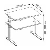Technische Zeichnung des Schreibtischs XBHM 12 GG mit 1200 × 800 mm von hjh OFFICE PRO