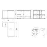 Technische Zeichnung des Eckschreibtisches AUSTIN G2 mit 1290 × 1070 mm von Germania