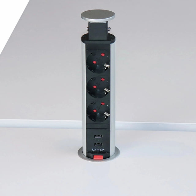 ELDO600 | Steckdosentower (ohne Fräsung) | 3 x Steckdose | 2 x USB - Zubehör - buerostuhl24