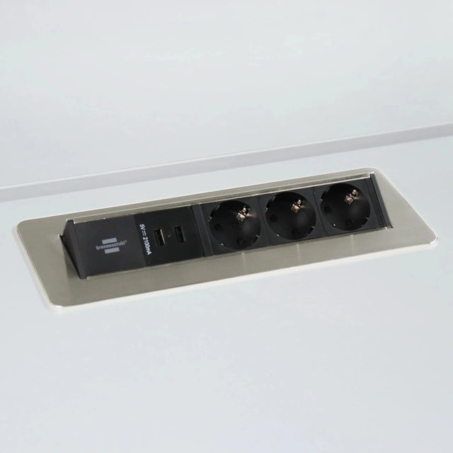 ELDUSB1 | Steckdosenleiste (inkl. Fräsung) | 3 x Steckdose | 2 x USB - Zubehör - buerostuhl24