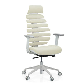 Profi-Bürostuhl ERGO LINE W in Salted Caramel mit beigefarbenem Stoffbezug und weißem Gestell von hjh OFFICE