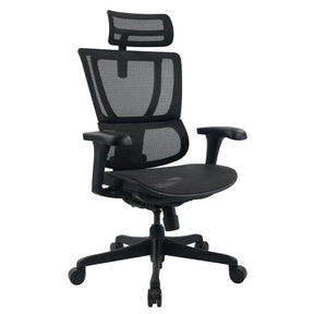 Luxus-Chefsessel ERGOHUMAN SLIM ECO M GEN2 mit schwarzem Netzbezug und verstellbarer Kopfstütze von hjh OFFICE