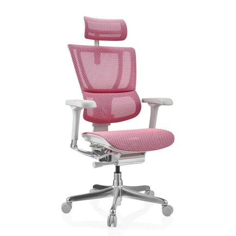 Luxus-Chefsessel ERGOHUMAN SLIM G GEN2 mit rosa Netzbezug und weißem Gestell von hjh OFFICE