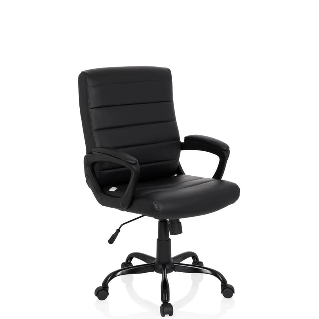 Schwarzer Home-Office-Chefsessel ERGOSMOOTH BIG mit gestepptem Bezug und Armlehnen von hjh OFFICE
