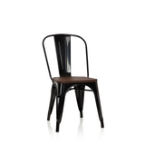Schwarzer Bistrostuhl VANTAGGIO COMFORT W mit brauner Sitzfläche aus Holz von hjh OFFICE – 360-Grad-Ansicht (Frontansicht 20°)
