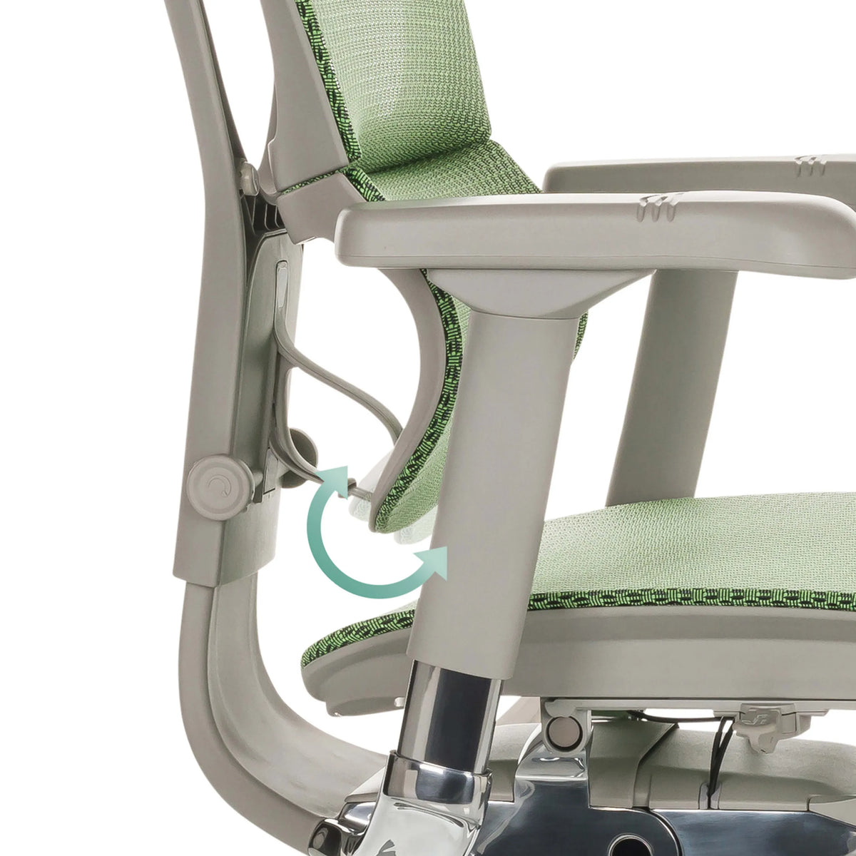 Verstellbare Armlehne des Luxus-Chefsessels ERGOHUMAN SLIM G GEN2 mit grünem Netzbezug von hjh OFFICE