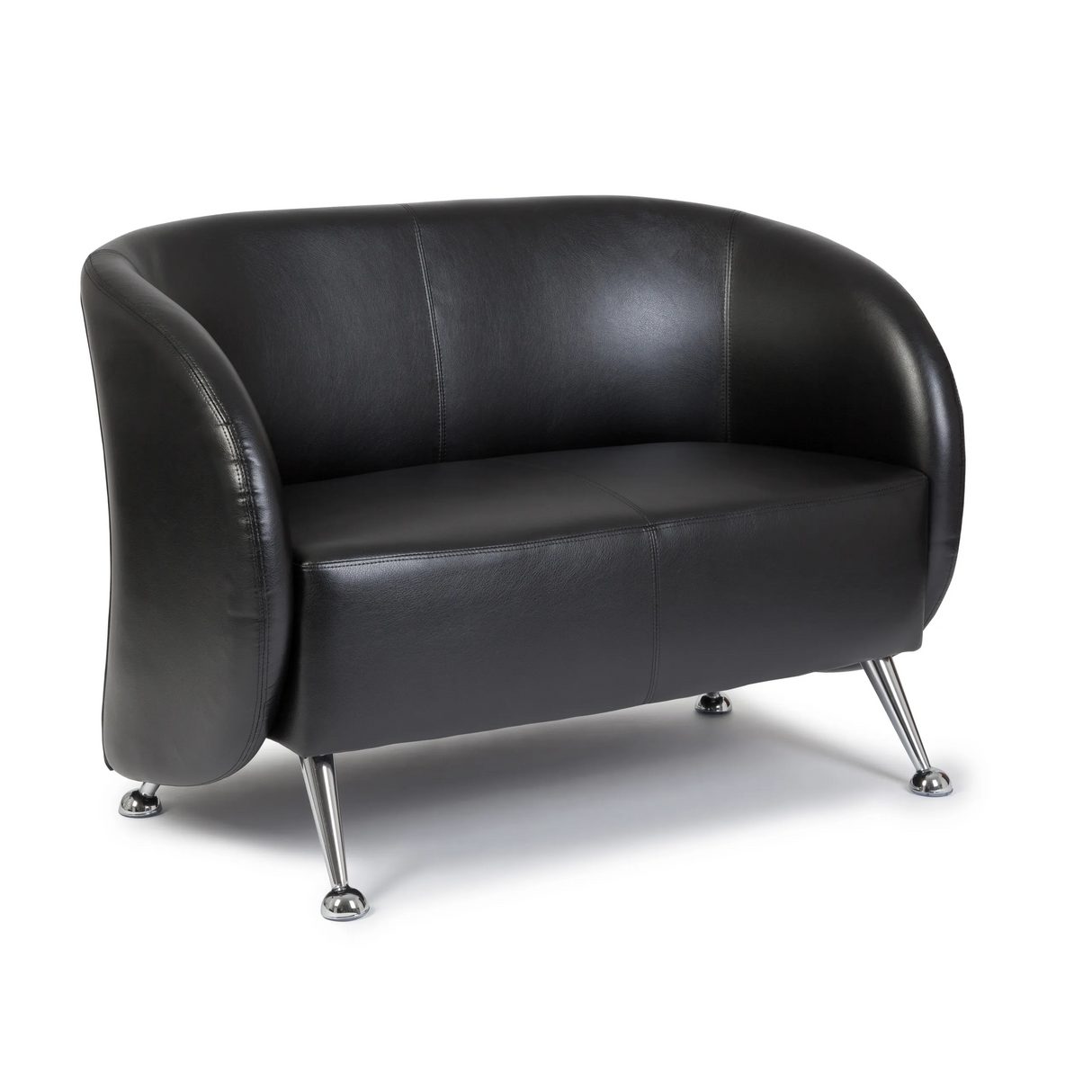 Schwarzes Loungesofa ST. LUCIA als Zweisitzer mit glänzenden Metallfüßen von hjh OFFICE – 360-Grad-Ansicht (Rückenansicht 180°)