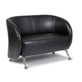 Schwarzes Loungesofa ST. LUCIA als Zweisitzer mit glänzenden Metallfüßen von hjh OFFICE – 360-Grad-Ansicht (Rückenansicht 180°)