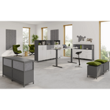 Modernes Büroensemble FlexWall mit höhenverstellbarem Schreibtisch und Sideboards in Graphit und Weiß von hjh OFFICE PRO