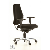 Schwarzer Profi-Bürostuhl SITNESS 30 mit Armlehnen und einem Fußkreuz mit fünf Rollen von Topstar – 360-Grad-Ansicht (schräge Frontansicht 60°)