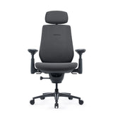 Bürostuhl LiberNovo Maxis Airflow in Graphit mit Kopfstütze, Armlehnen und fünf Rollen von Libernovo