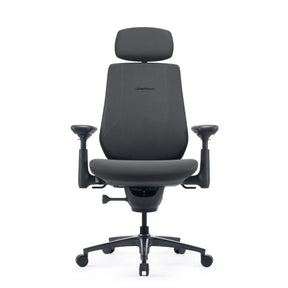 Bürostuhl LiberNovo Maxis Airflow in Graphit mit Kopfstütze, Armlehnen und fünf Rollen von Libernovo
