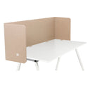 Tischtrennwand FLEXMIUT U in Beige auf einem weißen Schreibtisch von hjh OFFICE