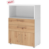 Moderner Sideboard-Schrank FlexWall in Weiß und Asteiche mit zwei Schubladen sowie einem Fach von hjh OFFICE PRO