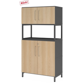 FlexWall | 4 OH | 2 x Türen + Rahmen | mit Sockelgestell - buerostuhl24