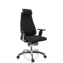 High-End-Bürostuhl GENIDIA PRO mit schwarzem Stoffbezug und poliertem Fußkreuz von hjh OFFICE