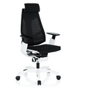 High-End-Bürostuhl GENIDIA PRO WHITE mit schwarzem Netzbezug und weißem Gestell von hjh OFFICE
