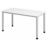 Weißer Schreibtisch HILO 614 S mit silberfarbenen Beinen und weißer Tischplatte von hjh OFFICE PRO