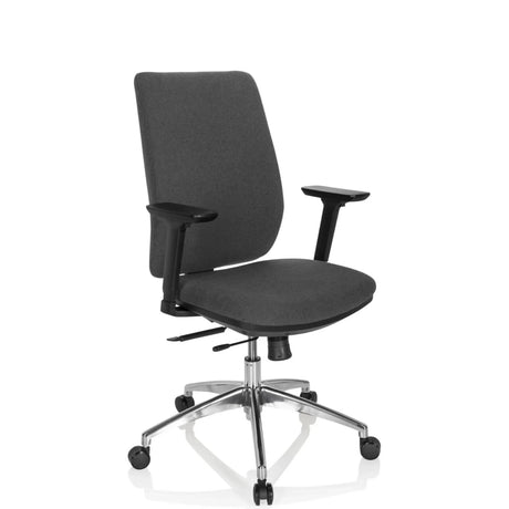 Profi-Bürostuhl INTEGRIO I mit dunkelgrauem Stoffbezug und silbernem Sternfuß von hjh OFFICE