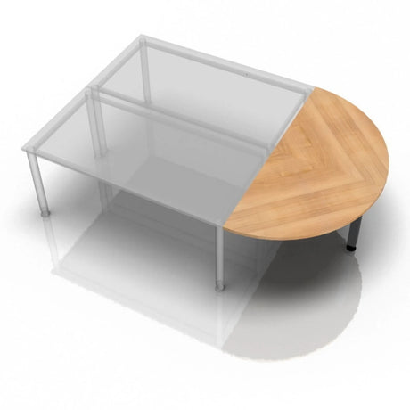 Ansatztisch LA60 G / LA80 G / LA160 G in Nussbaum-Optik mit einer halbkreisförmigen Platte von hjh OFFICE PRO