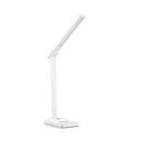Weiße Schreibtischlampe Lumanova D1 mit schmalem Lampenkopf und flachem Standfuß von hjh OFFICE