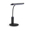 Schwarze Schreibtischlampe Lumanova D4 mit flexiblem Schwanenhals und flachem Lampenkopf von hjh OFFICE