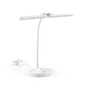 Weiße Schreibtischlampe Lumanova D6 mit flexiblem Hals und rundem Standfuß von hjh OFFICE