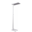 Weiße Stehlampe LUMANOVA mit flachem LED-Lampenkopf und schmalem Standfuß von hjh OFFICE